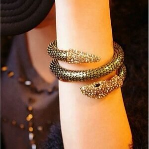 Gold-Tone Double Snake Wrap Bracelet - Women Jewelry Bracelets